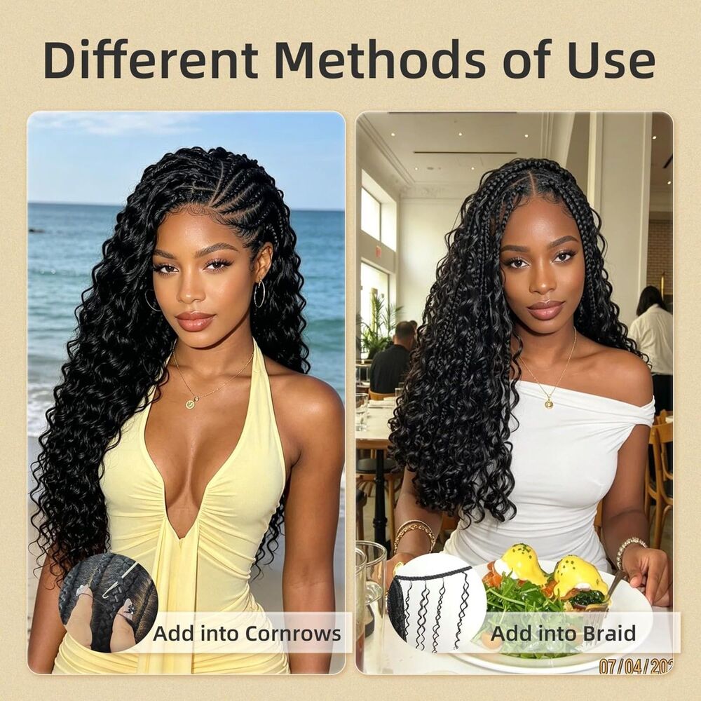 New 14" Deep Wave Crochet Human Hair 60g 50 Strands Miracle Knots Natural Black - Picture 11 of 13